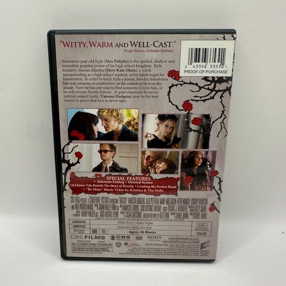 Beastly DVD Movie Rated PG-13 Widescreen Sony Pictures Vanessa Hudgens - Picture 3 of 4